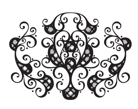 Flower Vines Vector Design in Black and White