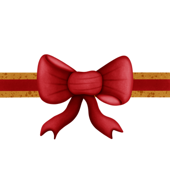 Red ribbon bow with gold stripes isolated on transparent background png