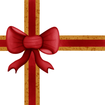 Red ribbon bow with gold stripes isolated on transparent background png