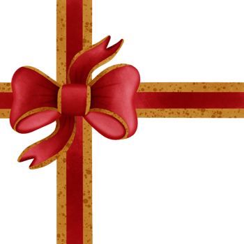 Red ribbon bow with gold stripes isolated on transparent background png