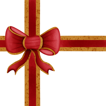 Red ribbon bow with gold stripes isolated on transparent background png