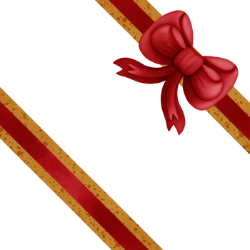 Red ribbon bow with gold stripes isolated on transparent background png