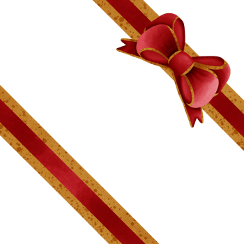Red ribbon bow with gold stripes isolated on transparent background png