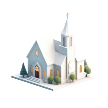Church flyer shown in a 3D minimalistic style, perfect for promoting church activities. png