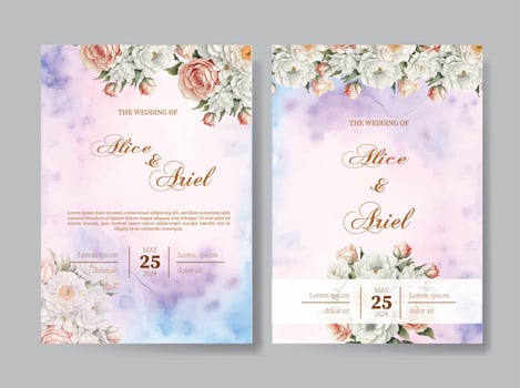 Set of card with flower rose, leaves. Wedding ornament concept. Floral poster, invite. Vector decorative greeting card or invitation design background
