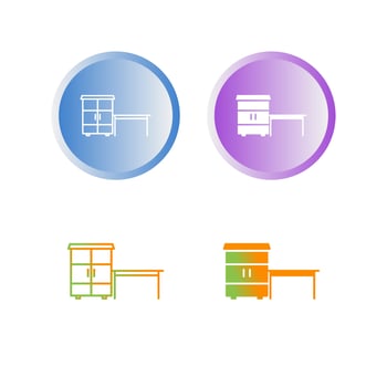 Table with Shelves Vector Icon