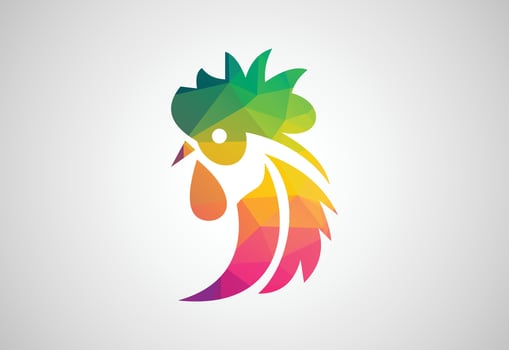 Low Poly and Chicken vector logo design. Farm, hen, fowl icon, Vector design concept