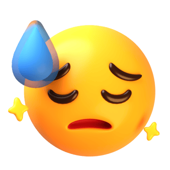 Sad face with cold sweat 3D Emoji Icon png