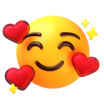 Smiling face with three hearts 3D Emoji Icon in transparant background png