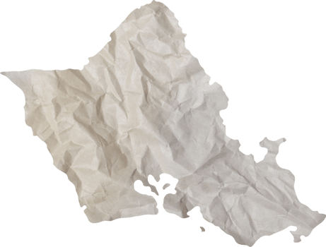 oahu island map paper texture cut out on transparent background. png