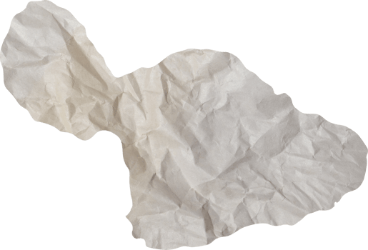 maui island map paper texture cut out on transparent background. png