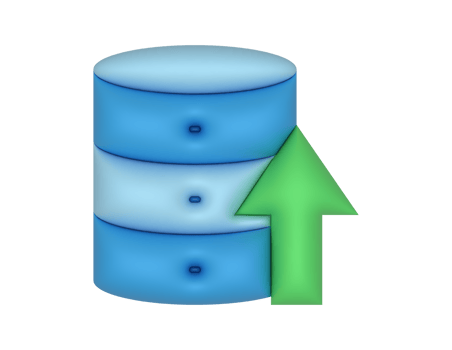 Blue Database Hosting Server Upload Arrow png