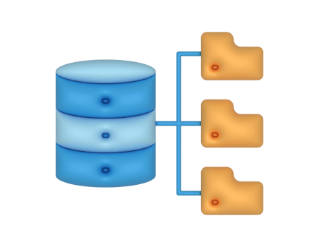 Blue Database Server Hosting Yellow Folders png