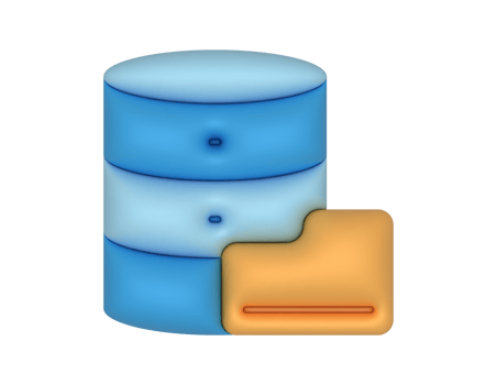 Blue Database Server Hosting Yellow Folder png