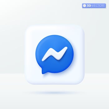 Meta chat messenger icon symbols. messag and photo, Social network notification concept. 3D vector isolated illustration design. Cartoon pastel Minimal style. You can used for design ux, ui, print ad.