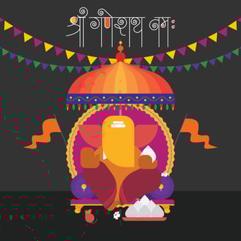 illustration of Lord Ganpati background for Ganesh Chaturthi festival of India. Hail ganesh written in hindi. vector
