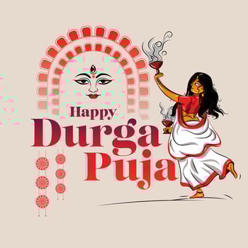 Bengali woman performing the traditional 'dhunuchi dance' which was organised at a Durga Puja Pandal HAPPU DURGA PUJA vector