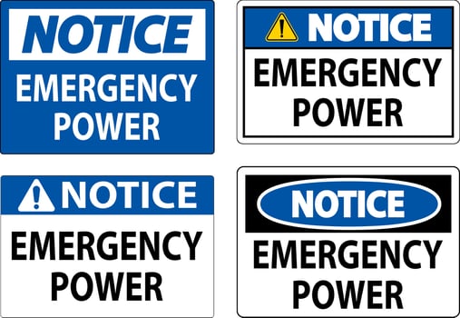 Notice Sign Emergency Power vector