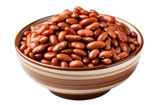 Red beans in the bowl on isolated background.Healthy and vegan concept.Created with Generative AI technology. png