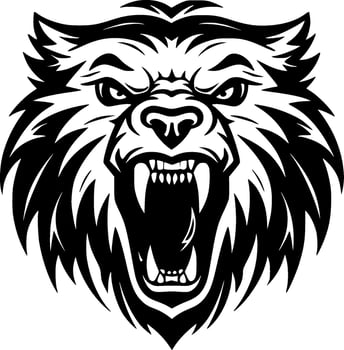 Bear, Black and White Vector illustration