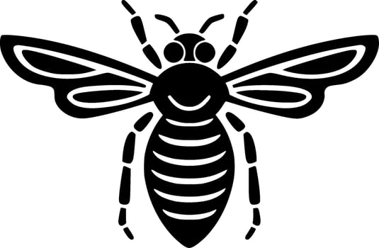 Bee, Black and White Vector illustration