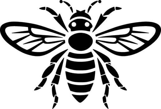 Bee, Black and White Vector illustration
