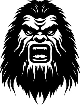 Bigfoot, Black and White Vector illustration