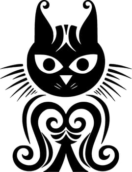 Cat, Black and White Vector illustration