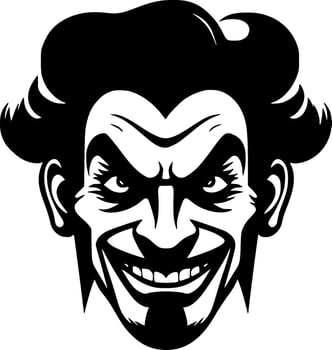 Clown, Black and White Vector illustration