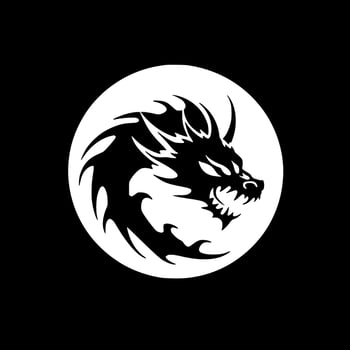 Dragon, Black and White Vector illustration