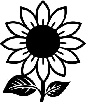 Flower - Black and White Isolated Icon - Vector illustration