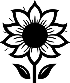Flower - Black and White Isolated Icon - Vector illustration