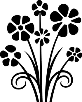 Flowers - Black and White Isolated Icon - Vector illustration