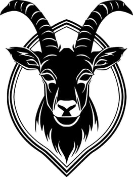 Goat, Black and White Vector illustration