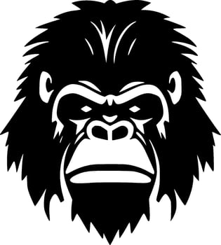 Gorilla, Black and White Vector illustration