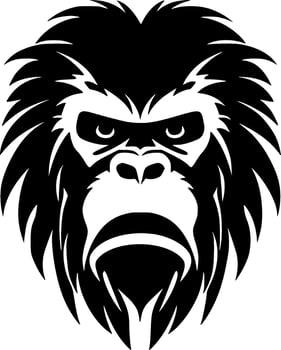 Gorilla, Black and White Vector illustration