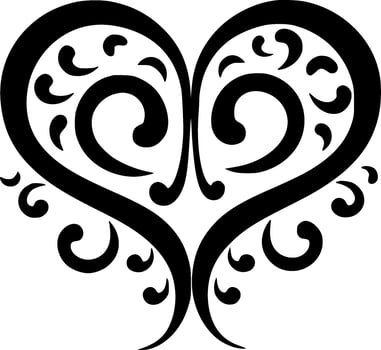 Heart, Black and White Vector illustration