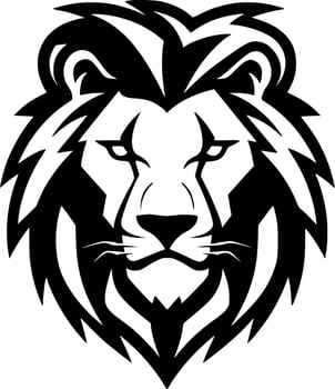 Lion, Black and White Vector illustration