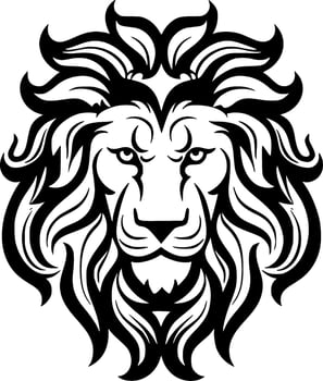 Lion, Black and White Vector illustration