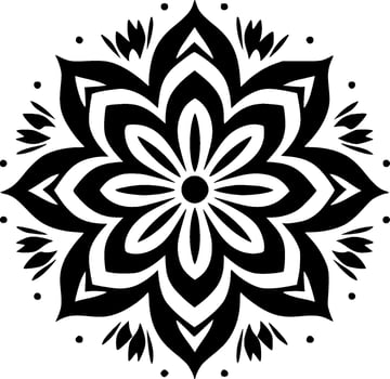 Mandala - Black and White Isolated Icon - Vector illustration