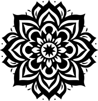 Mandala, Black and White Vector illustration