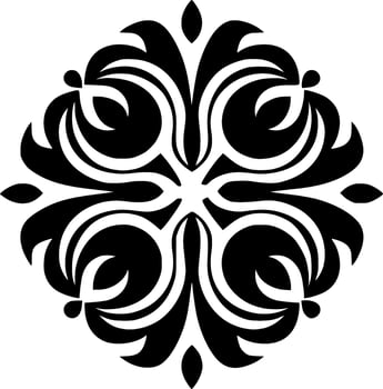 Mandala, Black and White Vector illustration