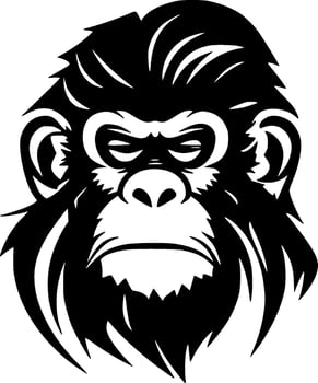 Monkey, Black and White Vector illustration