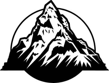 Mountains - Black and White Isolated Icon - Vector illustration