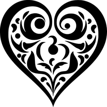 Open Heart, Black and White Vector illustration