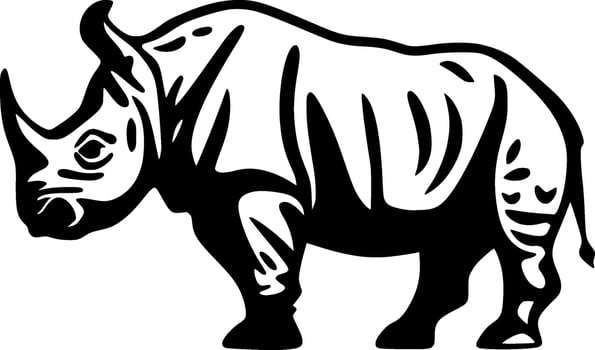 Rhinoceros, Black and White Vector illustration