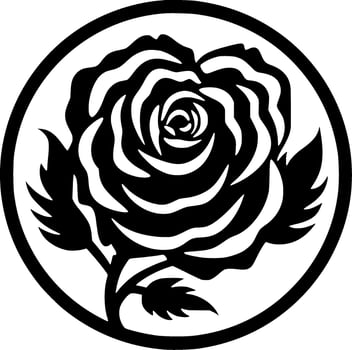 Rose - Black and White Isolated Icon - Vector illustration