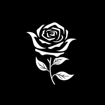 Rose - Black and White Isolated Icon - Vector illustration