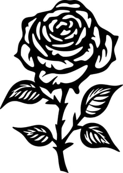 Rose - Black and White Isolated Icon - Vector illustration