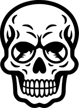 Skull, Black and White Vector illustration